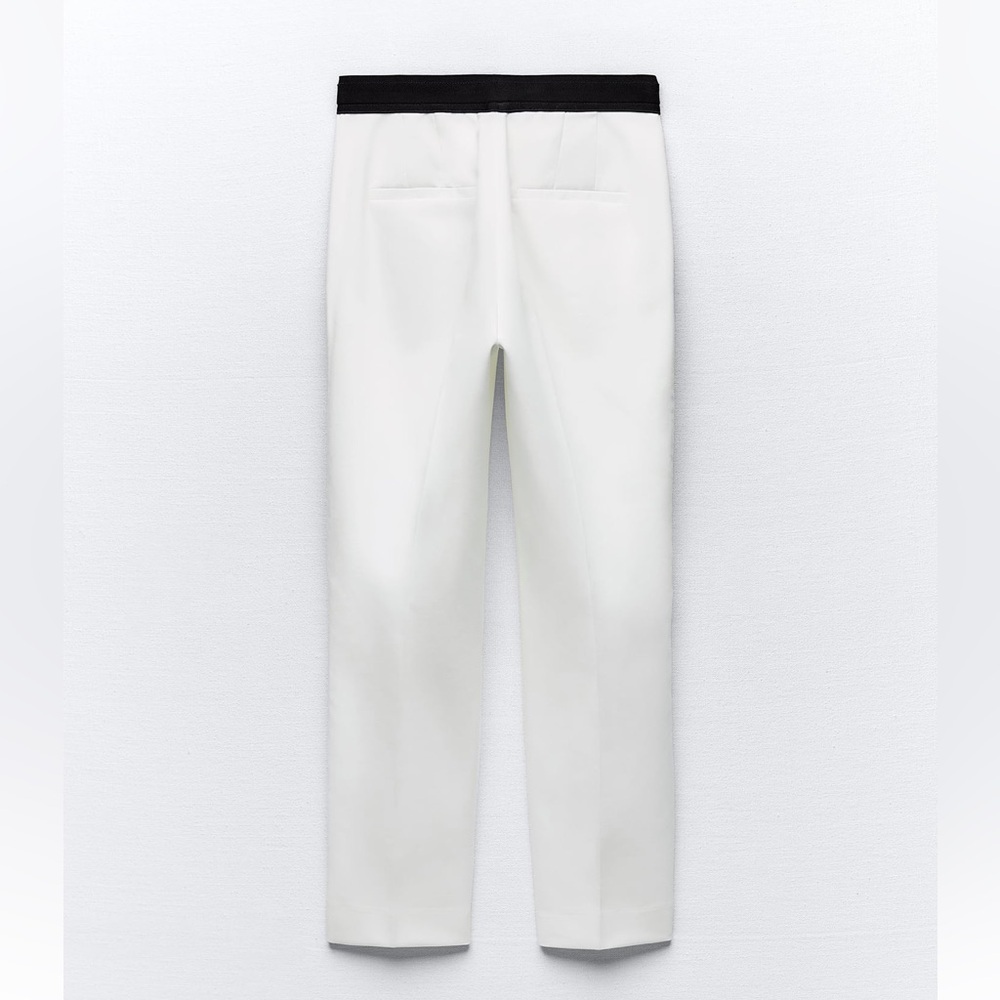 Zara white jogger waist pants with black elastic band - Picture 16 of 16